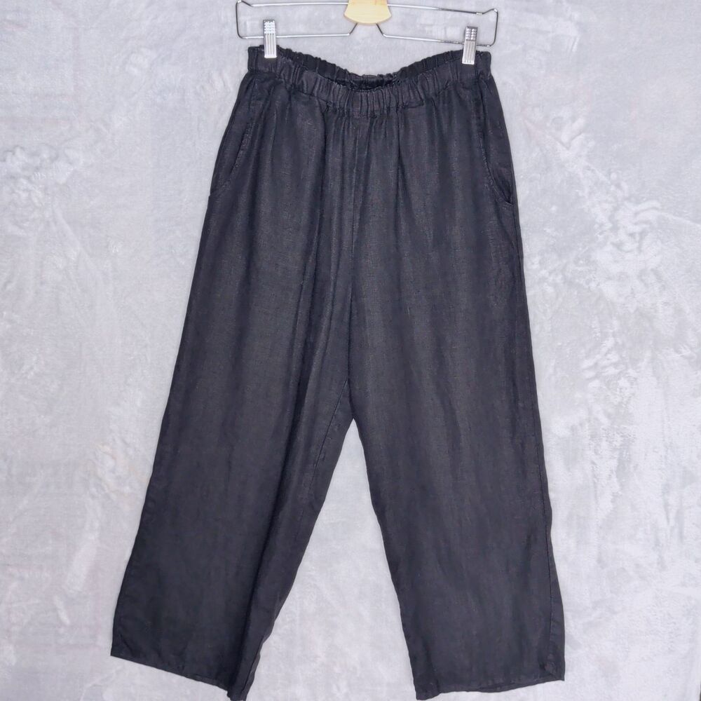 Flax Black Cropped Linen Pants